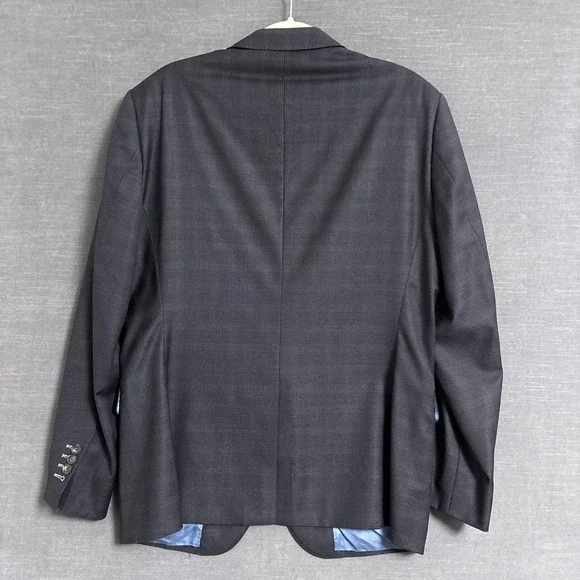 J Hilburn Sport Coat 42R Slim European Custom Gray Check Plaid Portugal Blazer